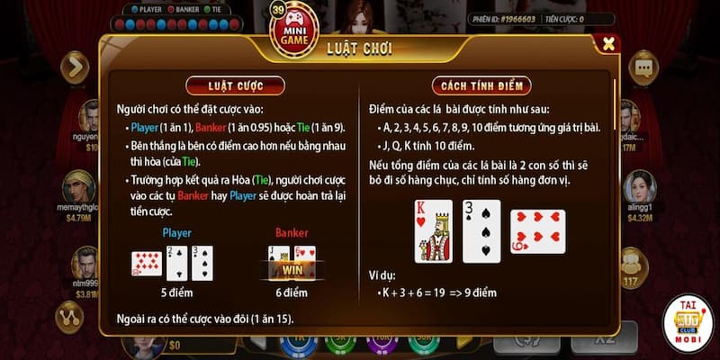 Quy trình chơi Baccarat trực tuyến